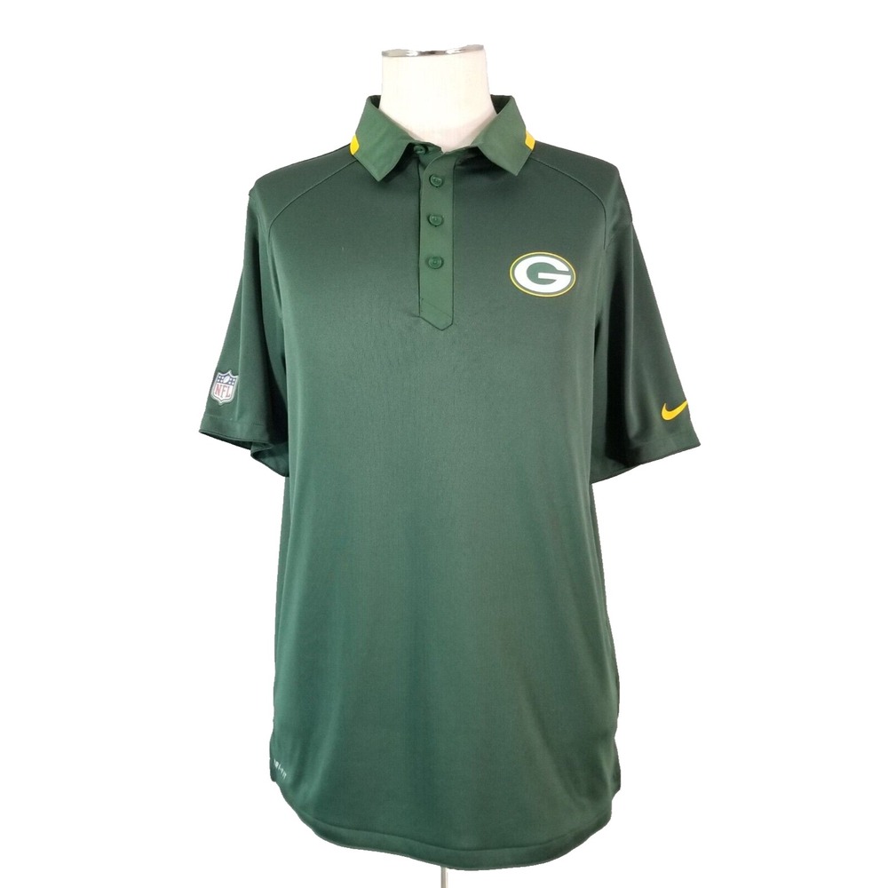 Nike NFL on Field Green Bay Packers polo shirt men's large Dri-Fit green